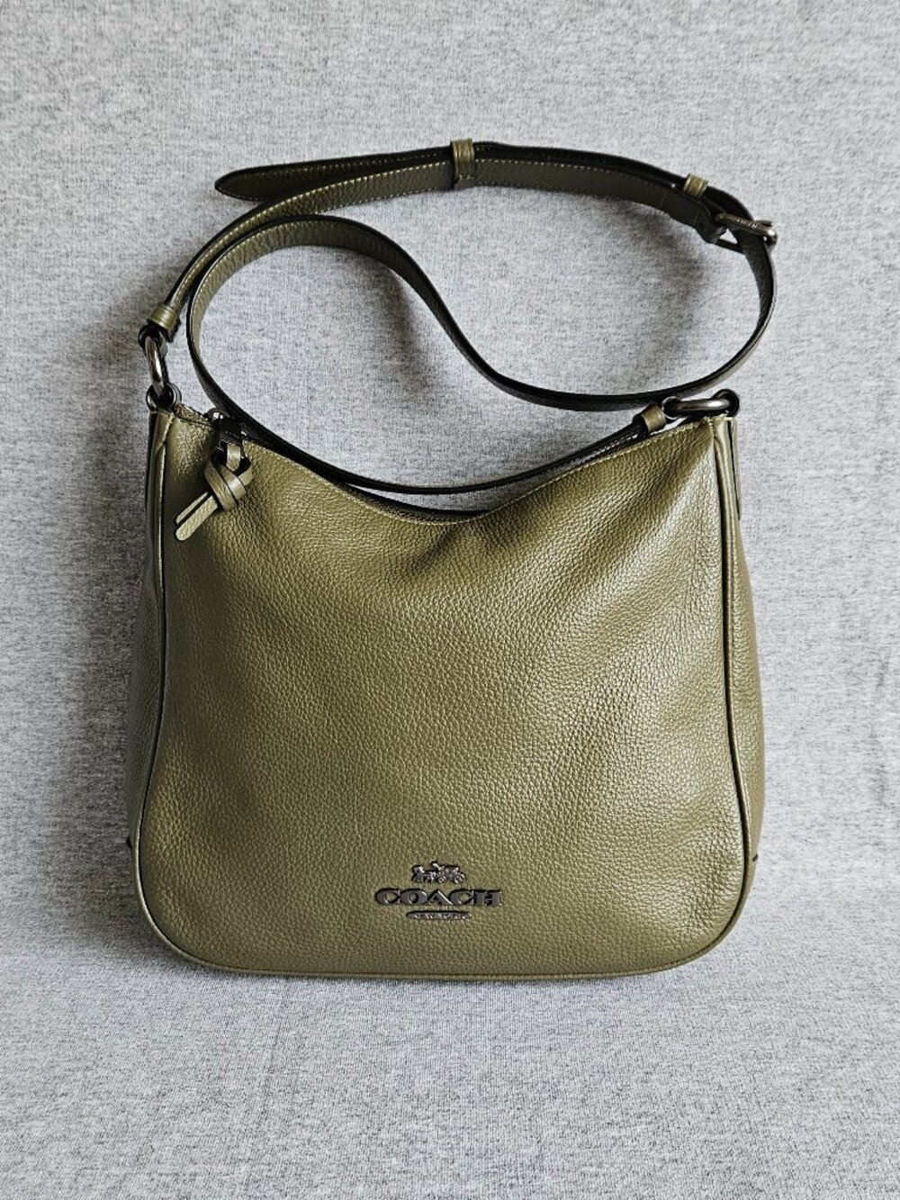 Coach Ellie File Crossbody Bag Green With Gunmetal Hardware Pebbled Leather